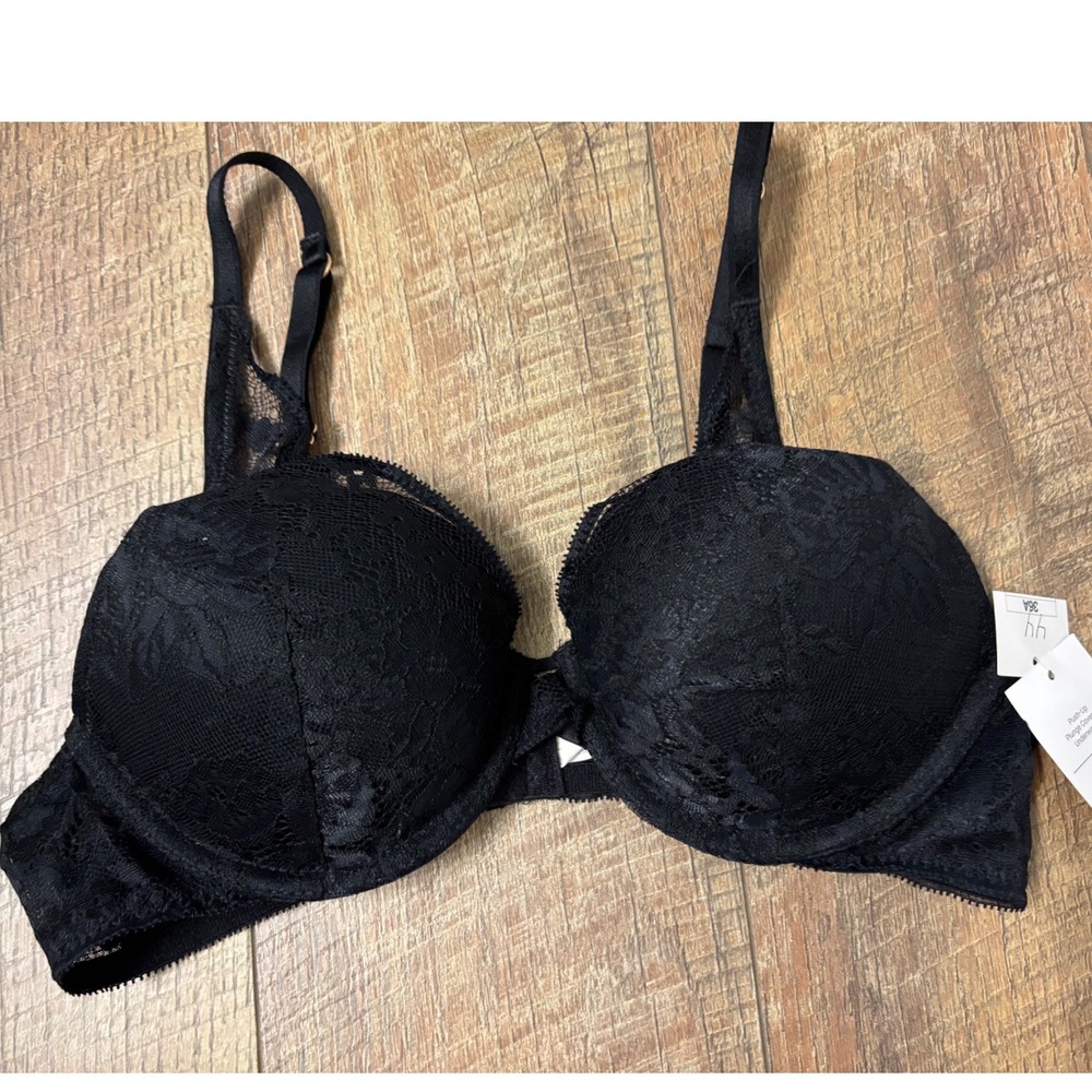 Auden 36A Push-Up Plunge Underwire Bra Women Black NWT